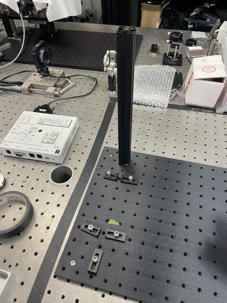 Clamps installed to secure the display