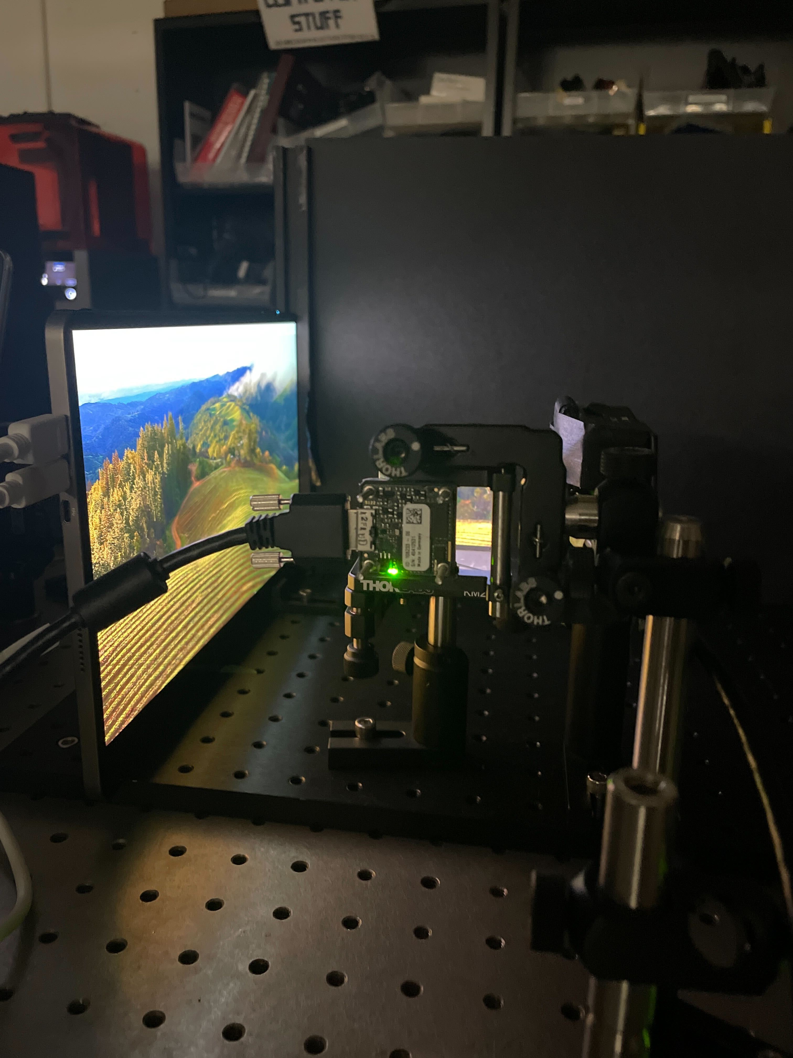 Back view of mounted lensed camera