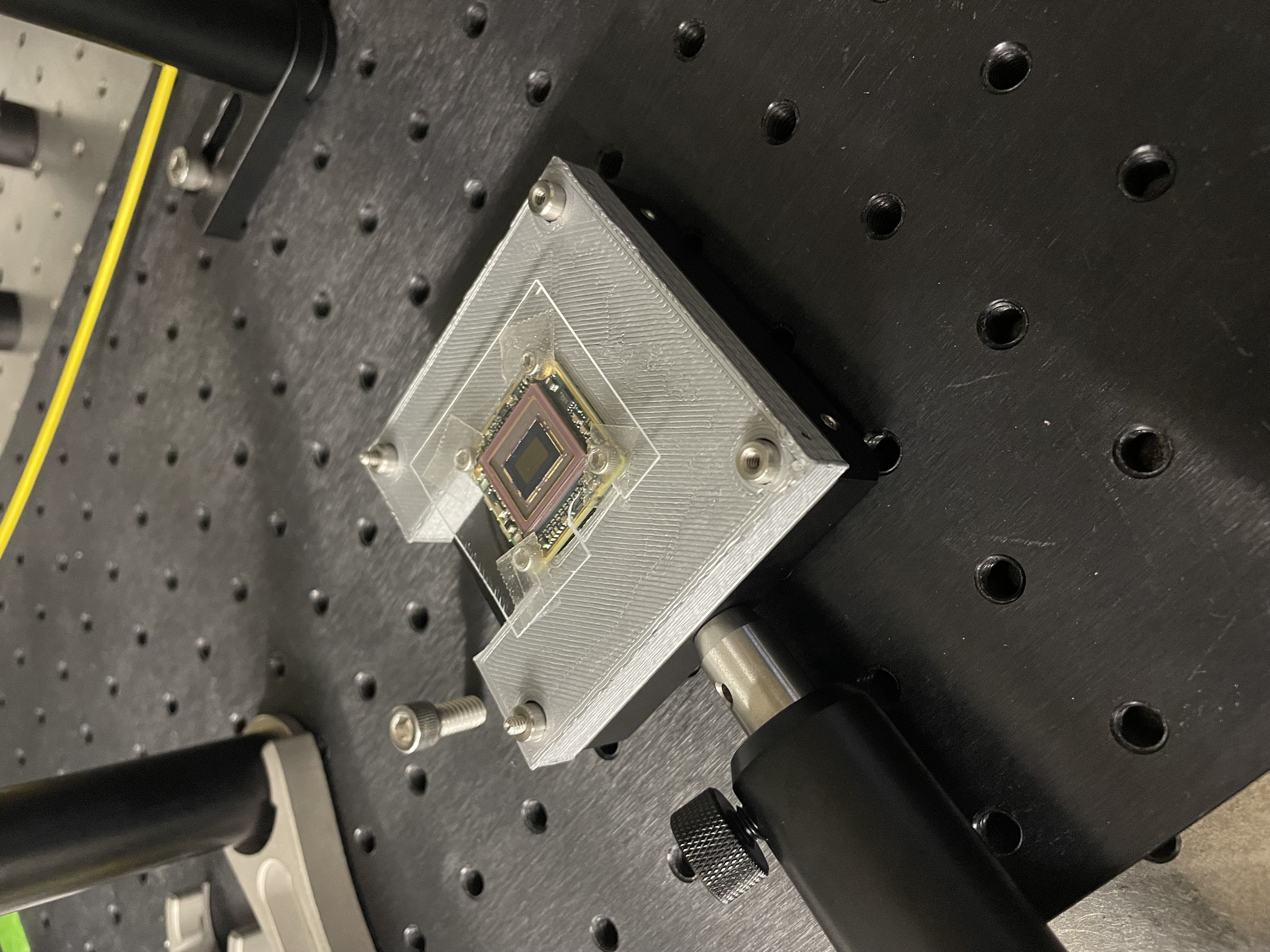 Board level sensor mounted on a custom 3D printed mount and Thorlabs baseplate